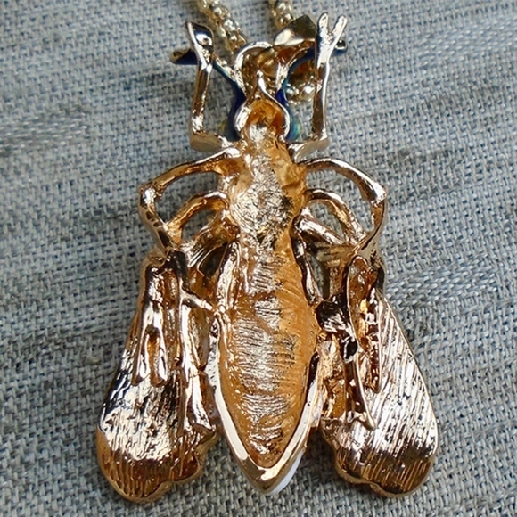 Crystal Enamel Bee Pendant Long Necklace Multicolor- Betsey Johnson - Picture 5 of 6